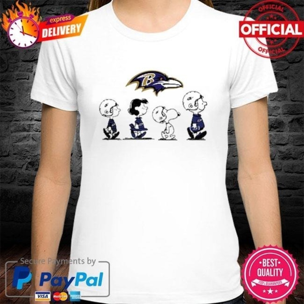 Baltimore Ravens Peanuts Charlie Brown Snoopy Walking Shirt
